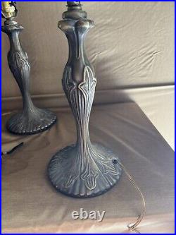 2 Vtg Table Lamp FOR Stained Glass Shade Art Deco Nouveau Victorian Repro