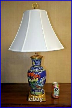 30 Chinese Vintage Cloisonne Vase Table Lamp- Asian Oriental Porcelain
