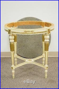 30 Round Vintage French Louis XVI Marble Granite Top Bouillotte Lamp Side Table