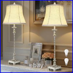 33'' Tall Vintage Table Lamp Set of 2, Candle Stick Buffet Lamps with Gold Leaf