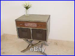 3 Drawer Cabinet On Stand Industrial Vintage Text Plate Storage Lamp End Table