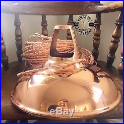 3 x COPPER INDUSTRIAL VINTAGE HANGING CEILING TABLE LIGHT FITTING VINTAGE LAMPS