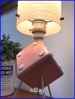 50s 60s original Atomic vintage retro Mid Century tripod Dice design table lamp