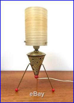 50s rare original atomic space age tripod table lamp vintage mid century