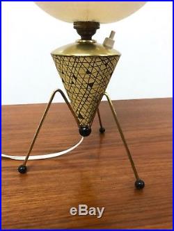 50s rare original atomic space age tripod table lamp vintage mid century
