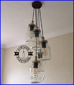 5 X Hanging Kilner Mason Jar Lights Ceiling Dinning Table Vintage Lamps E27