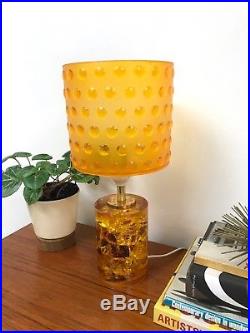 60s vintage retro Mid Century crushed ice Shattaline style resin table lamp