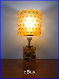 60s vintage retro Mid Century crushed ice Shattaline style resin table lamp
