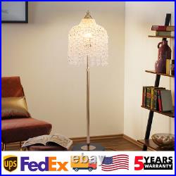 63 3 Light Vintage Crystal Floor Lamp LED Gold Waterfall Design for Living Room