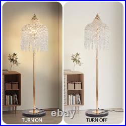 63 3 Light Vintage Crystal Floor Lamp LED Gold Waterfall Design for Living Room 63 3 Light Vintage Crystal Floor Lamp LED Gold Waterfall Design for Living Room