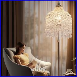 63 3 Light Vintage Crystal Floor Lamp LED Gold Waterfall Design for Living Room