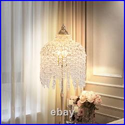 63 3 Light Vintage Crystal Floor Lamp LED Gold Waterfall Design for Living Room
