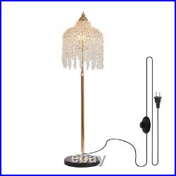 63 3 Light Vintage Crystal Floor Lamp LED Gold Waterfall Design for Living Room