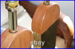 70's Vintage Danish Mid Century Modern Wood and Brass Table Lamps MCM