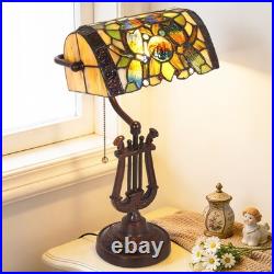 9''retro Office/bedside Glass Lamp, Single Headed Dragonfly Shaped Bank Desk Lamp