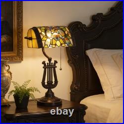 9''retro Office/bedside Glass Lamp, Single Headed Dragonfly Shaped Bank Desk Lamp