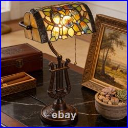 9''retro Office/bedside Glass Lamp, Single Headed Dragonfly Shaped Bank Desk Lamp