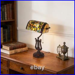 9''retro Office/bedside Glass Lamp, Single Headed Dragonfly Shaped Bank Desk Lamp