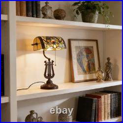 9''retro Office/bedside Glass Lamp, Single Headed Dragonfly Shaped Bank Desk Lamp