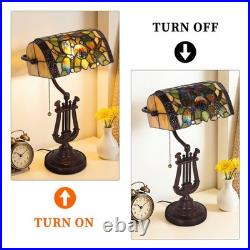 9''retro Office/bedside Glass Lamp, Single Headed Dragonfly Shaped Bank Desk Lamp