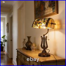 9''retro Office/bedside Glass Lamp, Single Headed Dragonfly Shaped Bank Desk Lamp