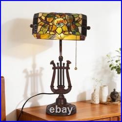 9''retro Office/bedside Glass Lamp, Single Headed Dragonfly Shaped Bank Desk Lamp