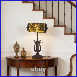 9''retro Office/bedside Glass Lamp, Single Headed Dragonfly Shaped Bank Desk Lamp
