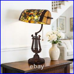 9''retro Office/bedside Glass Lamp, Single Headed Dragonfly Shaped Bank Desk Lamp