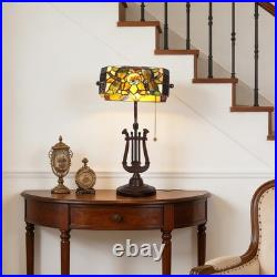 9''retro Office/bedside Glass Lamp, Single Headed Dragonfly Shaped Bank Desk Lamp