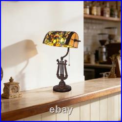 9''retro Office/bedside Glass Lamp, Single Headed Dragonfly Shaped Bank Desk Lamp