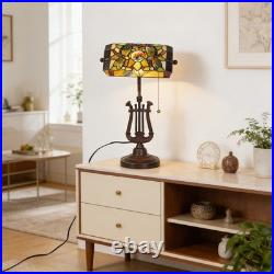9''retro Office/bedside Glass Lamp, Single Headed Dragonfly Shaped Bank Desk Lamp