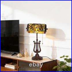 9''retro Office/bedside Glass Lamp, Single Headed Dragonfly Shaped Bank Desk Lamp