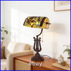 9''retro Office/bedside Glass Lamp, Single Headed Dragonfly Shaped Bank Desk Lamp