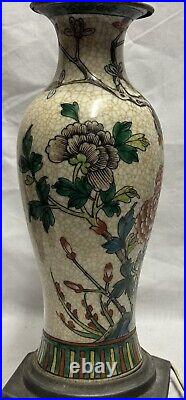 ANTQ Chinese Electric Table Lamp Converted From Vase- Porcelain 19th Century 15