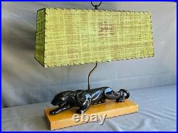 AWESOME Vintage Mid Century Black Panther TV Table Lamp 1950's-GREAT SHAPE