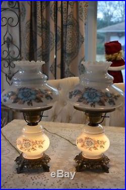 A Pair of Antique Vintage Hurricane Gone with the Wind Lamps