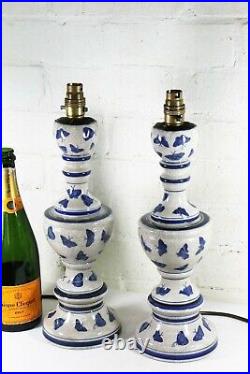 A Pair of Vintage Table Lamps Tall Oriental Chinese Blue & White Antique Style