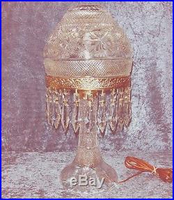 Amazing Antique/vintage Cut Crystal Domed Mushroom Lamp 20 Tall Works Great