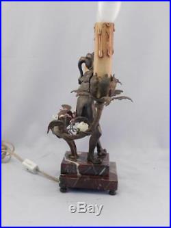 AntiqueVintage c1920 Pair Art Deco Figural LampsMinstrelsJoker & LadyVGC