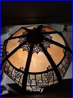 Antique 1920's Caramel Purple Slag Table Lamp