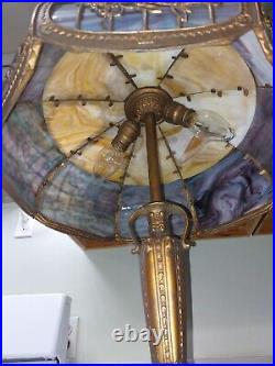Antique 1920's Caramel Purple Slag Table Lamp