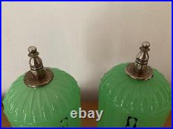 Antique 1920s 30s Art Deco Houze X Pair Jadeite Table Boudoir Lamps Originals VG