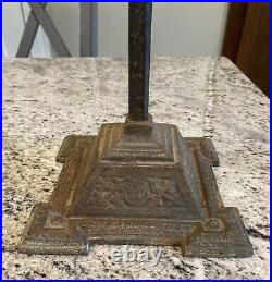 Antique Art Deco Cast Iron Table Lamp 26 Tall Patina