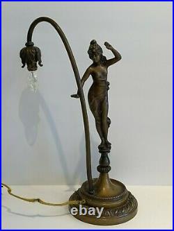 Antique Art Nouveau Figural Statue Table Lamp