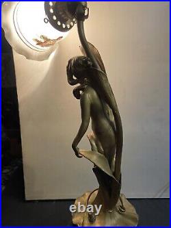 Antique Art Nouveau Lamp Bronze Color Metal