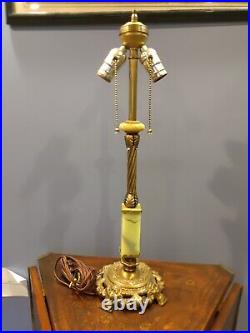 Antique Art Nouveau Lamp With Jadeite/Uranium Glass Spacers, Rewired