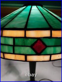 Antique Arts And Crafts Stained Glass Table Lamp Repaired