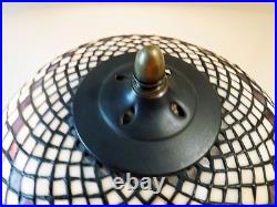 Antique Arts & Crafts Miller Bronze & Vintage Stain Leaded Shade Table Lamp