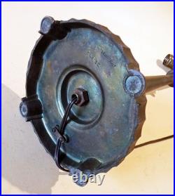 Antique Arts & Crafts Miller Bronze & Vintage Stain Leaded Shade Table Lamp