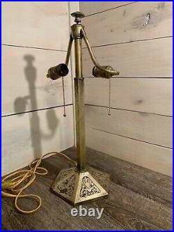 Antique Bradley Hubbard Slag Arts Crafts Table Lamp Base Mission Brass REWIRED